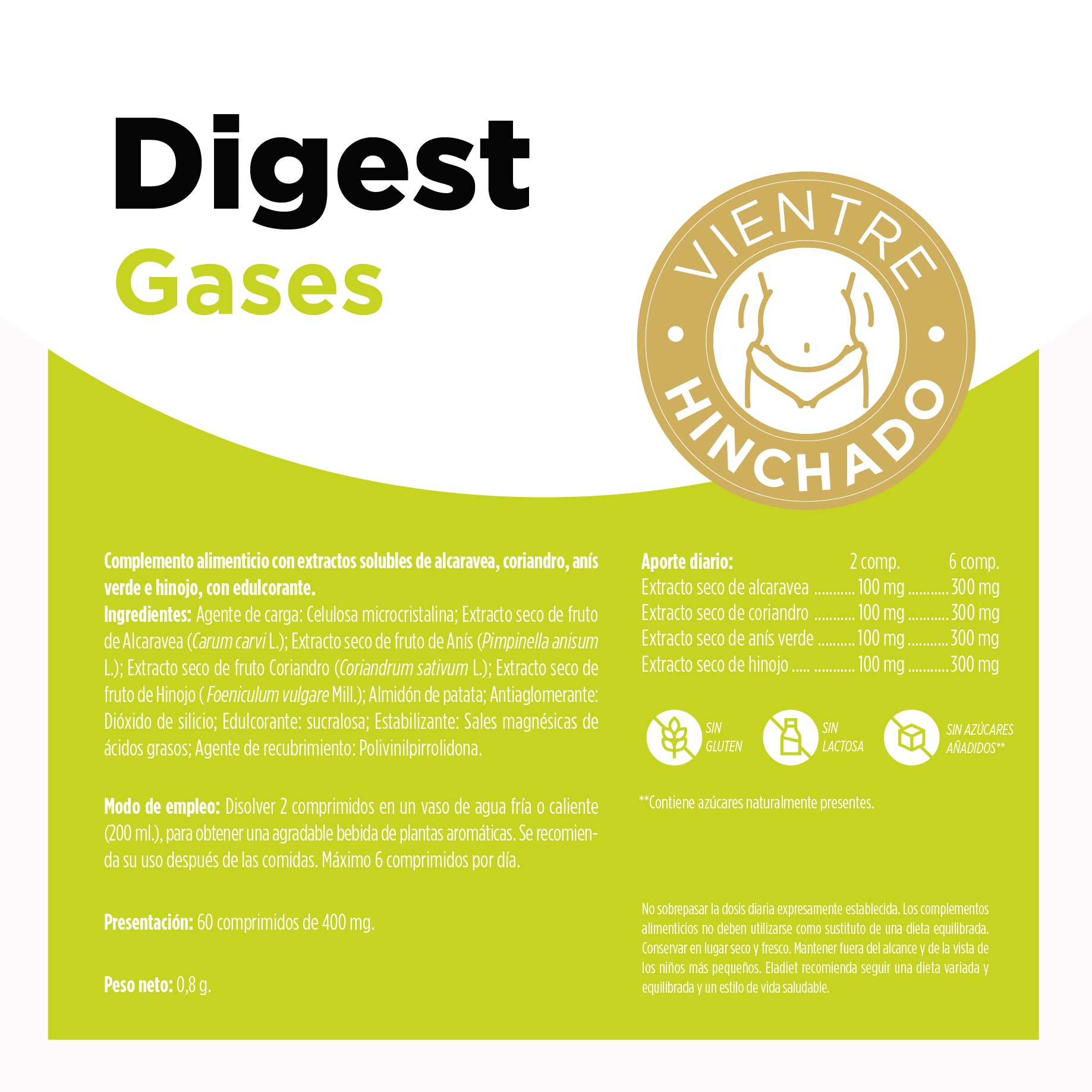 Digest Gases 60 Comprimidos | Eladiet - Dietetica Ferrer