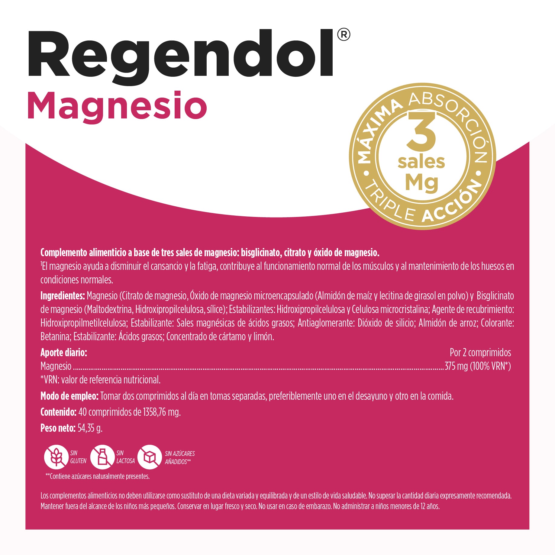 Regendol Magnesio 40 Comprimidos | Eladiet - Dietetica Ferrer