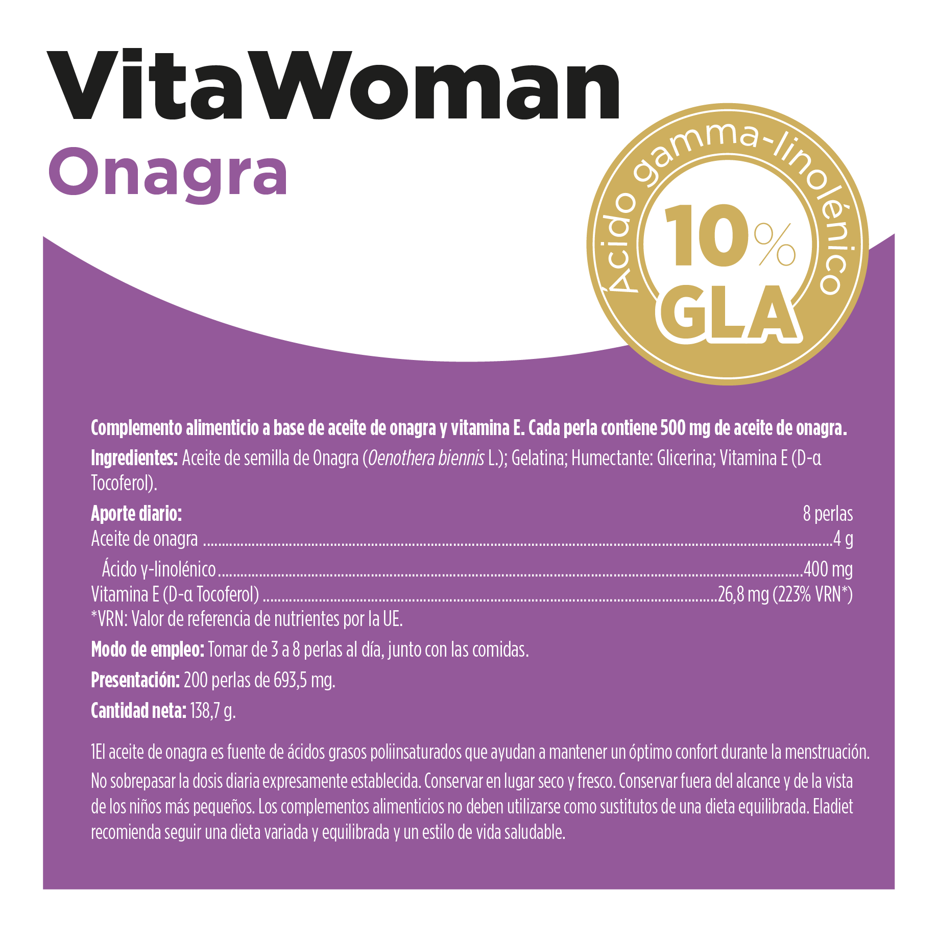 Aceite de Onagra Perlas | Eladiet - Dietetica Ferrer