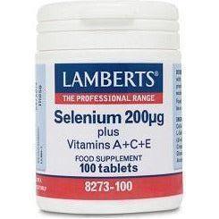 Selenio 200 µg + Vitaminas A+C+E 100 Tabletas | Lamberts - Dietetica Ferrer