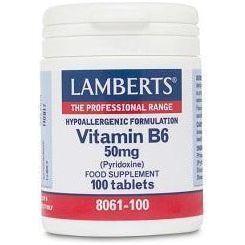 Vitamina B6 50 mg (Piridoxina) 100 Tabletas | Lamberts - Dietetica Ferrer