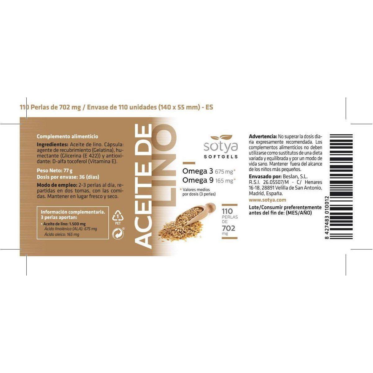 Aceite de Lino 110 Perlas | Sotya - Dietetica Ferrer