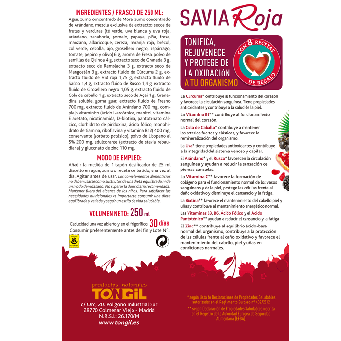 Aktidrenal Savia Roja 250 ml | Tongil - Dietetica Ferrer