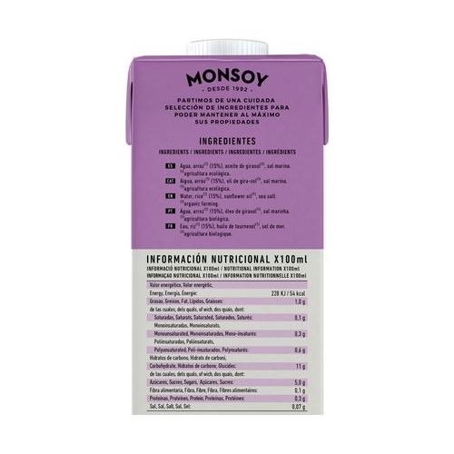 Bebida de Arroz Bio 1 Litro Pack de 6 | Monsoy - Dietetica Ferrer