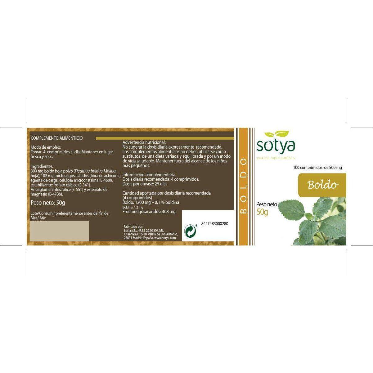 Boldo 100 Comprimidos | Sotya - Dietetica Ferrer