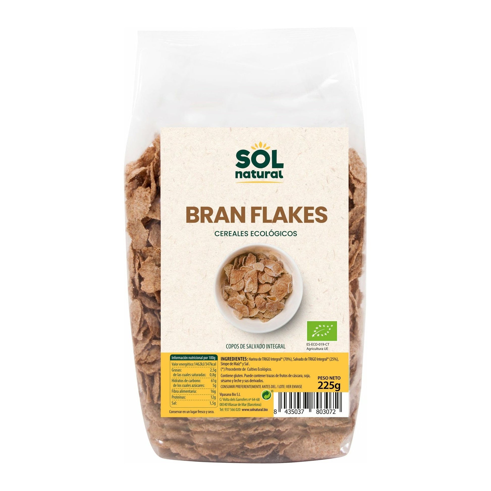 Bran Flakes Con Salvado Bio 225 gr | Sol Natural - Dietetica Ferrer