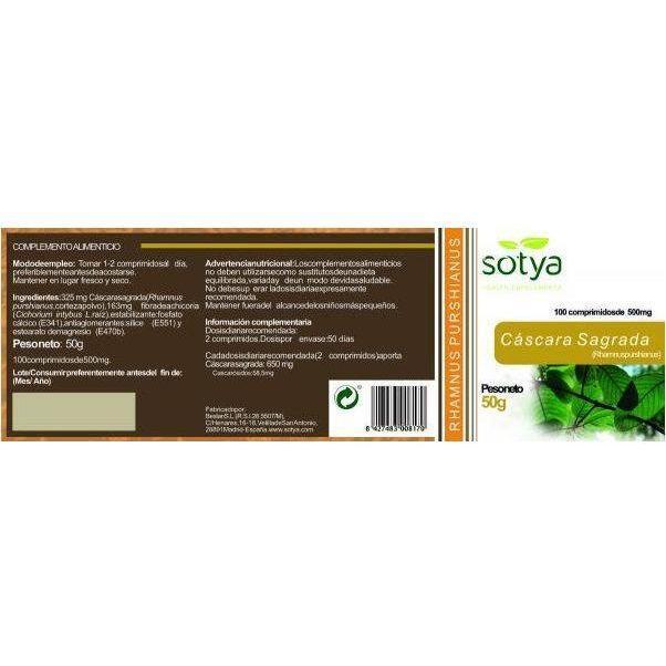 Cascara Sagrada 100 Comprimidos | Sotya - Dietetica Ferrer