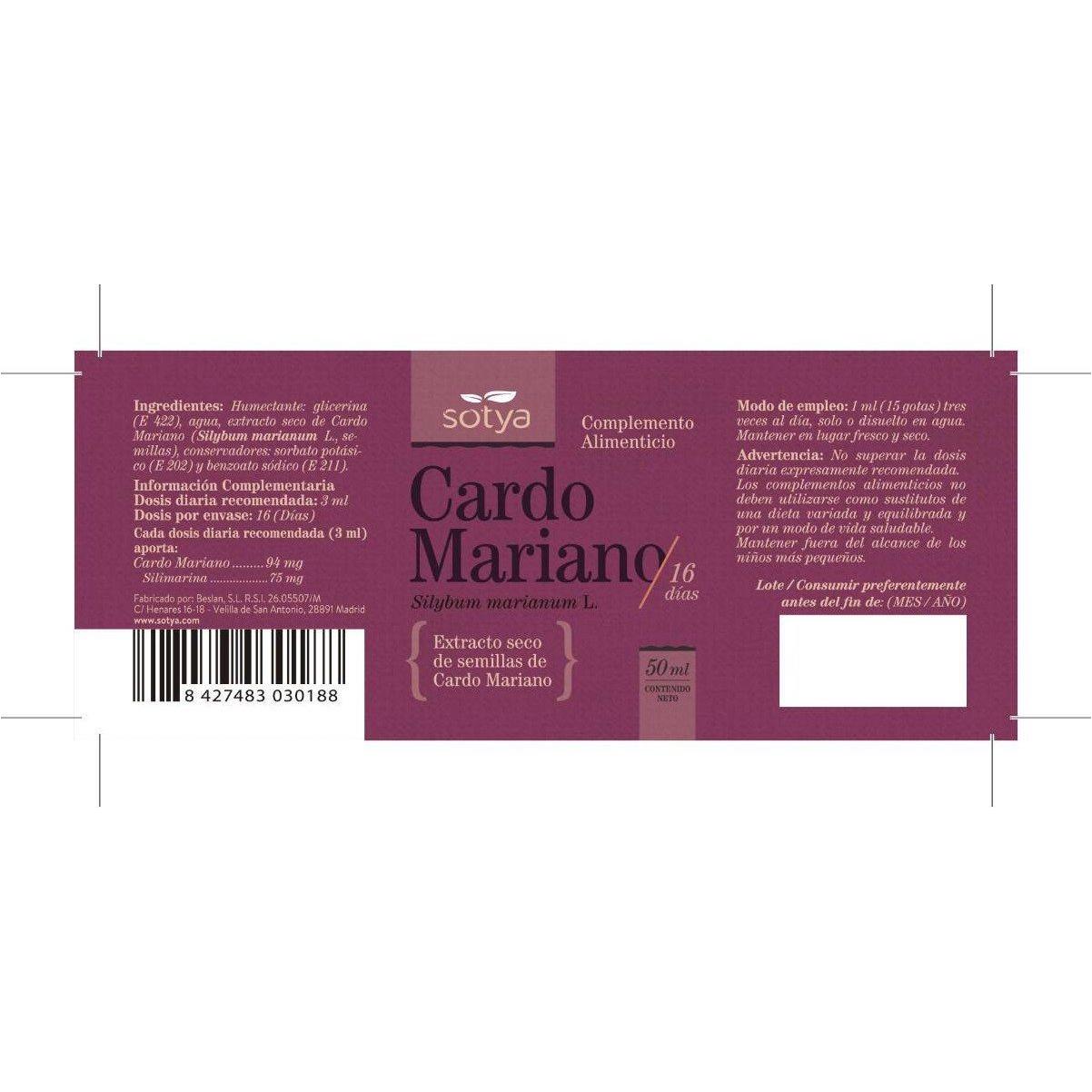 Extracto de Cardo Mariano 60 ml | Sotya - Dietetica Ferrer