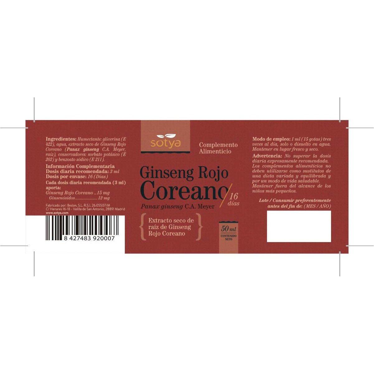 Extracto de Ginseng 50 ml | Sotya - Dietetica Ferrer