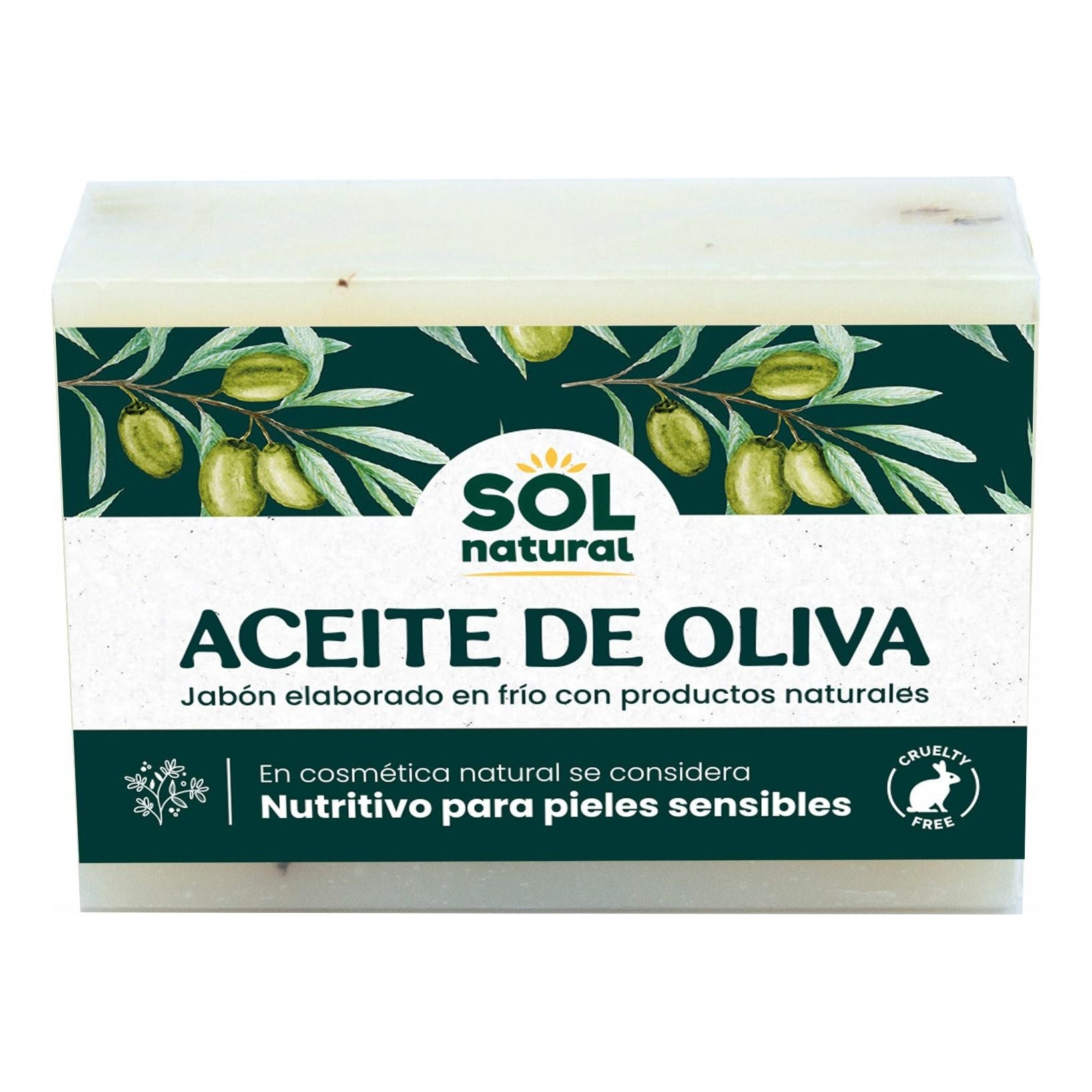 Jabon Natural de Aceite Oliva 100 gr | Sol Natural - Dietetica Ferrer