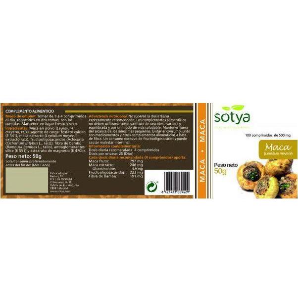 Maca 100 Comprimidos | Sotya - Dietetica Ferrer