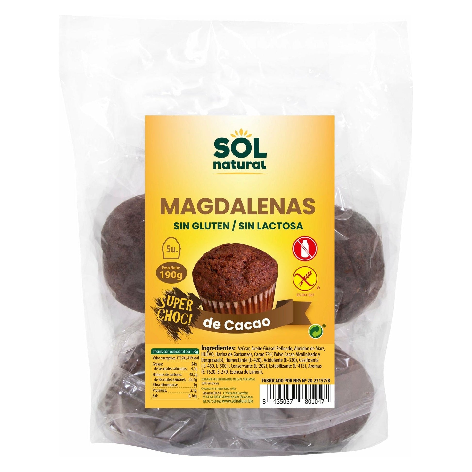 Magdalenas Con Chocolate | Sol Natural - Dietetica Ferrer