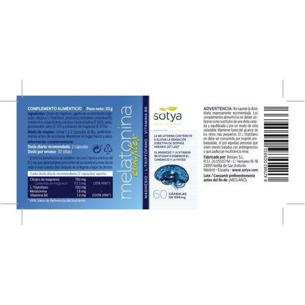 Melatonina Complex 60 Capsulas | Sotya - Dietetica Ferrer