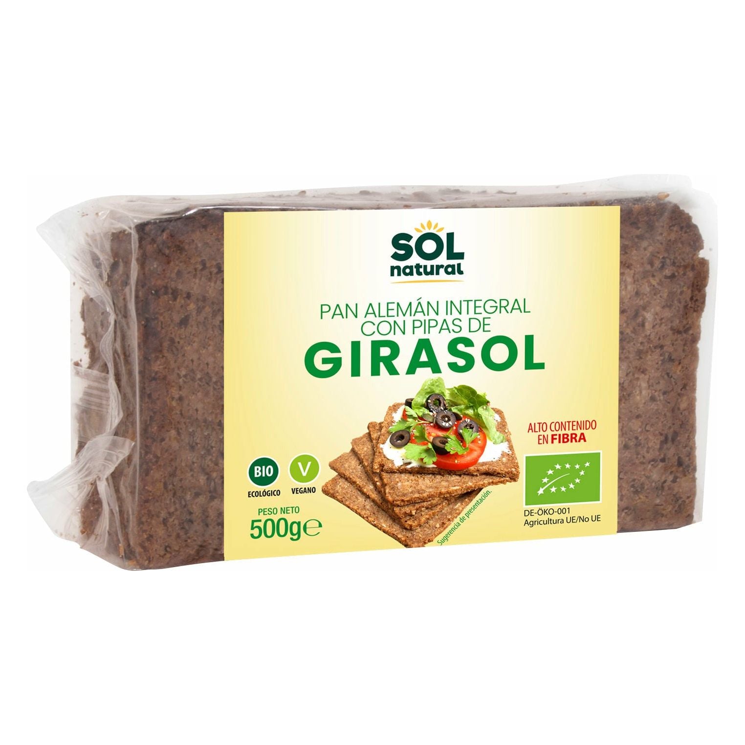 Pan Aleman de Centeno Integral Con Pipas de Girasol Bio 500 gr | Sol Natural - Dietetica Ferrer