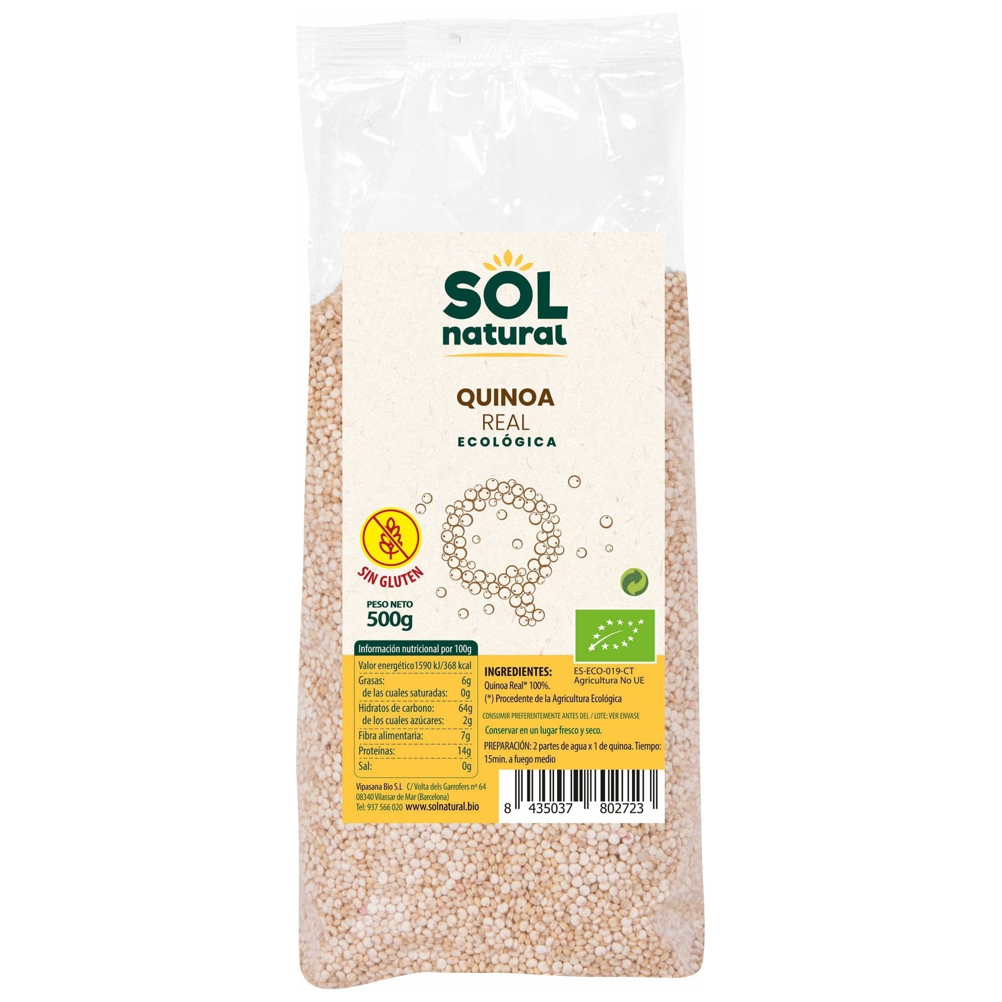 Quinoa Real sin Gluten Bio 500 gr | Sol Natural - Dietetica Ferrer