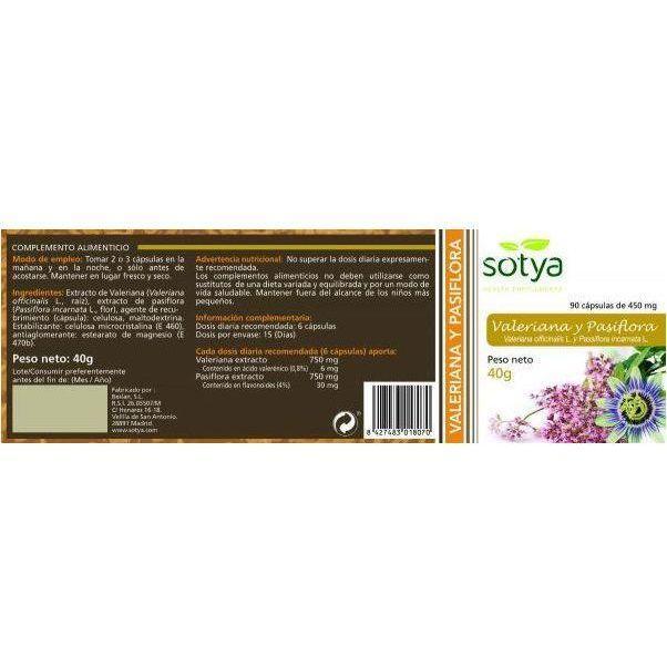 Valeriana con Pasiflora 90 Capsulas | Sotya - Dietetica Ferrer