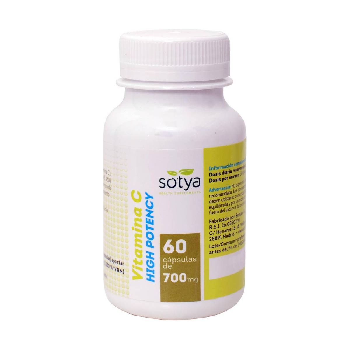 Vitamin C High Potency 700 mg 60 Capsulas | Sotya - Dietetica Ferrer