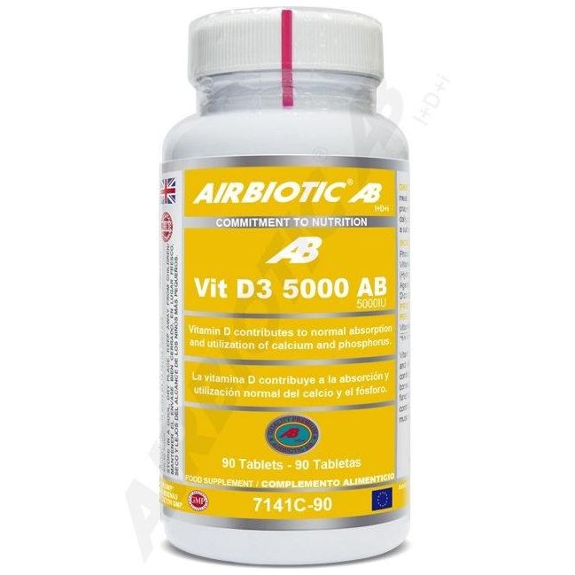 Vitamina D3 AB 5000 UI 90 Tabletas | Airbiotic AB - Dietetica Ferrer