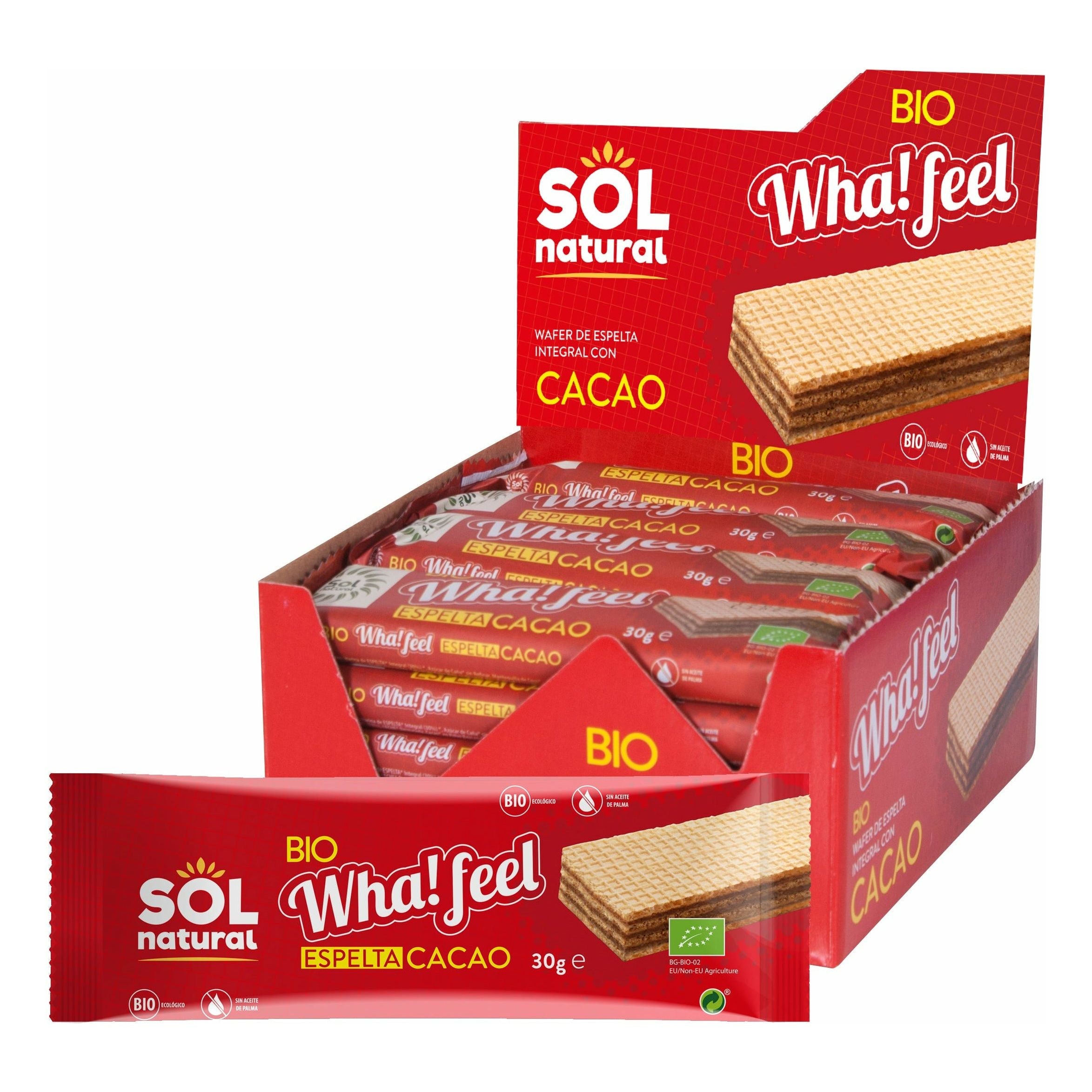 Wha! Feel Snack Espelta y Cacao Bio 20 Unidades | Sol Natural - Dietetica Ferrer