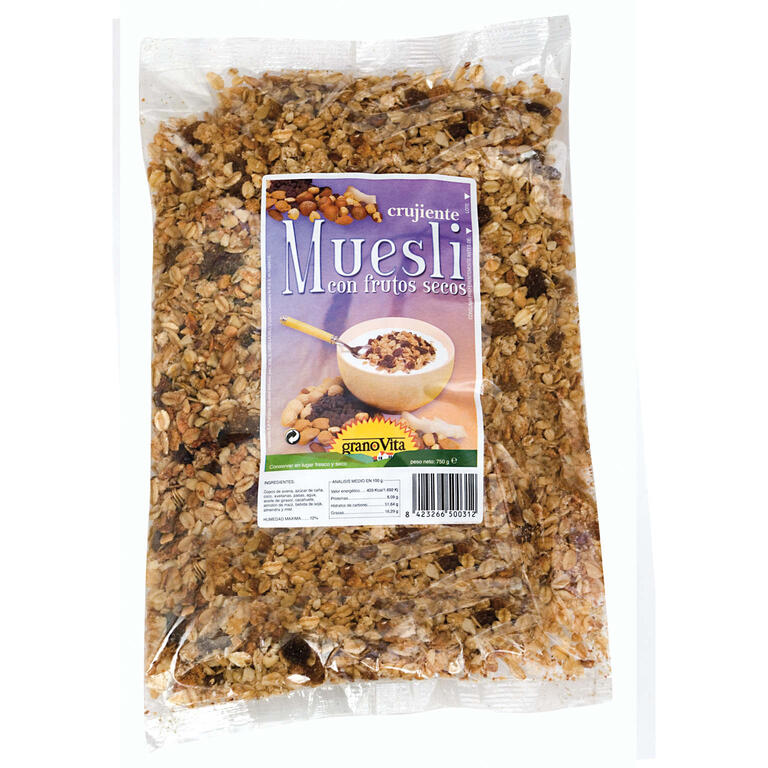 Muesli Crujiente Con Frutos Secos 750 gr | Granovita - Dietetica Ferrer