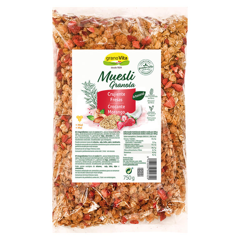 Muesli Crujiente Con Fresas 750 gr | Granovita - Dietetica Ferrer