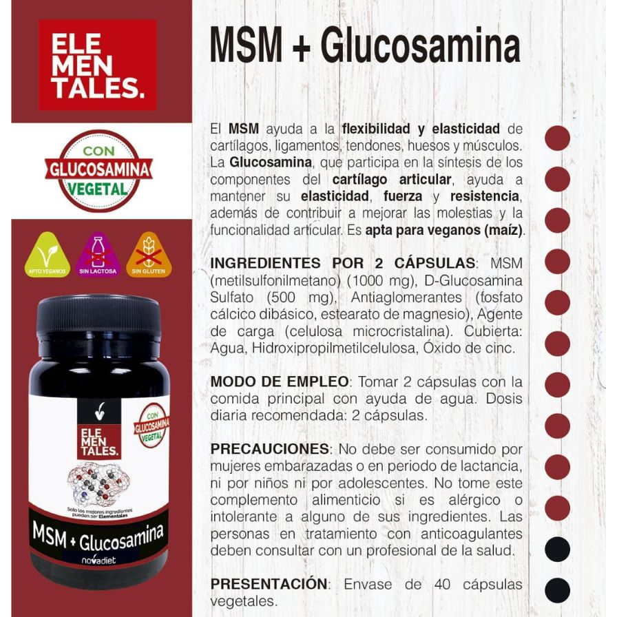 Msm + Glucosamina 40 cápsulas | Novadiet - Dietetica Ferrer