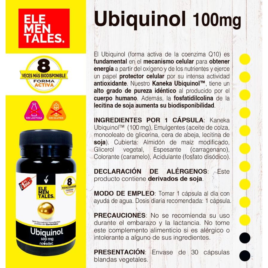 Ubiquinol 100 Mg 30 cápsulas | Novadiet - Dietetica Ferrer