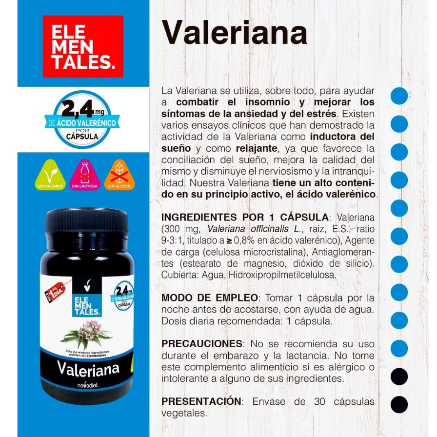 Valeriana 30 cápsulas | Novadiet - Dietetica Ferrer