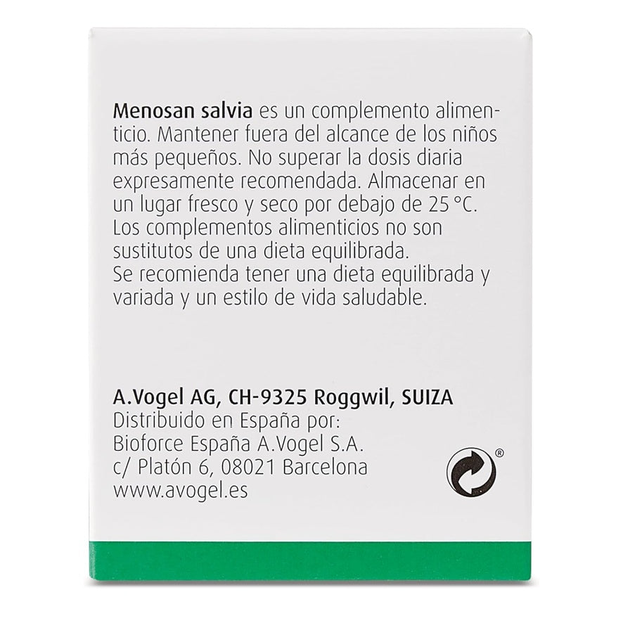Menosan Salvia Sofocos 30 Comprimidos | A Vogel - Dietetica Ferrer