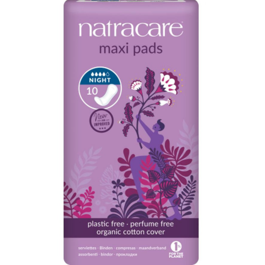 Compresa de noche Maxi Pads 10 unidades | Natracare - Dietetica Ferrer