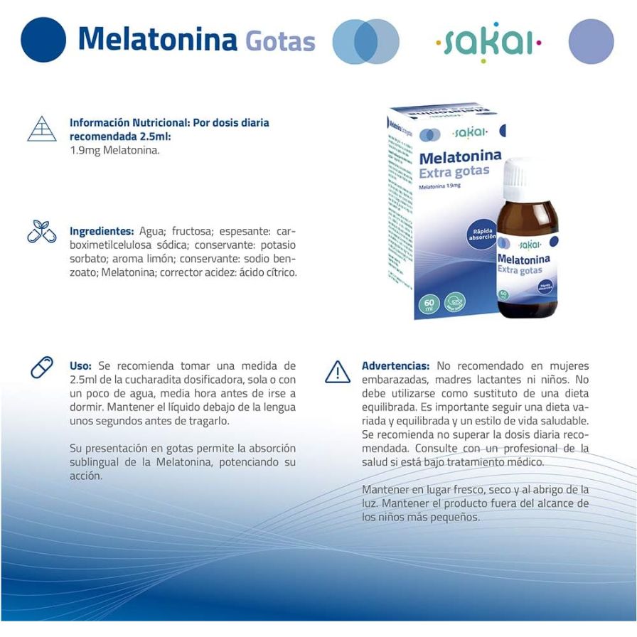 Melatonina Extra Gotas 60 ml | Sakai - Dietetica Ferrer