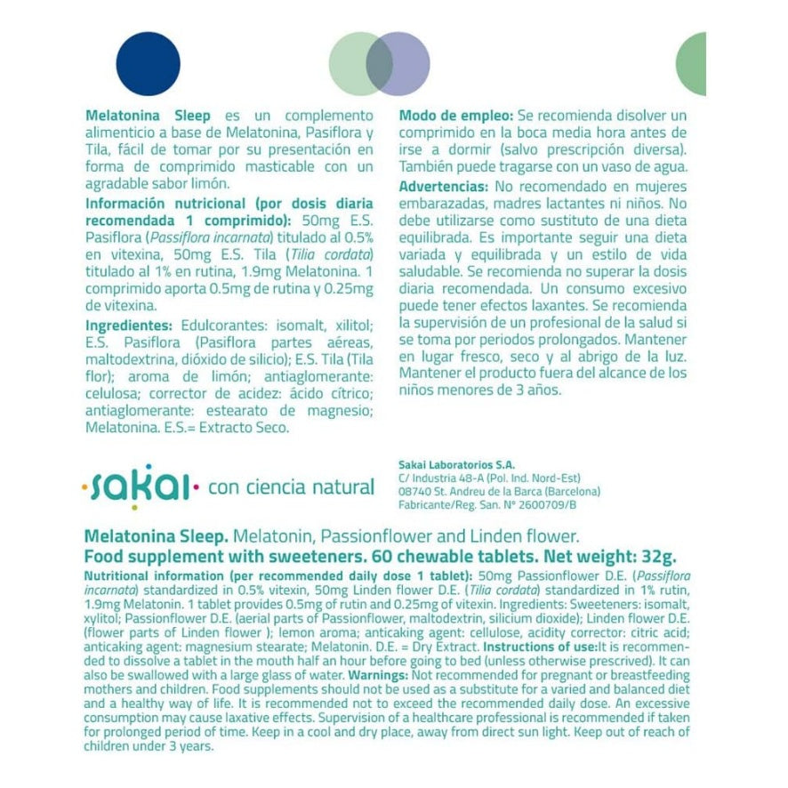 Melatonina Sleep 60 Comprimidos | Sakai - Dietetica Ferrer