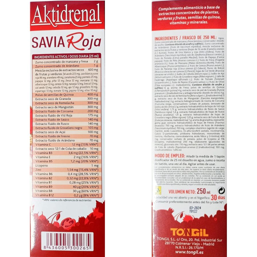 Aktidrenal Savia Roja 250 ml | Tongil - Dietetica Ferrer