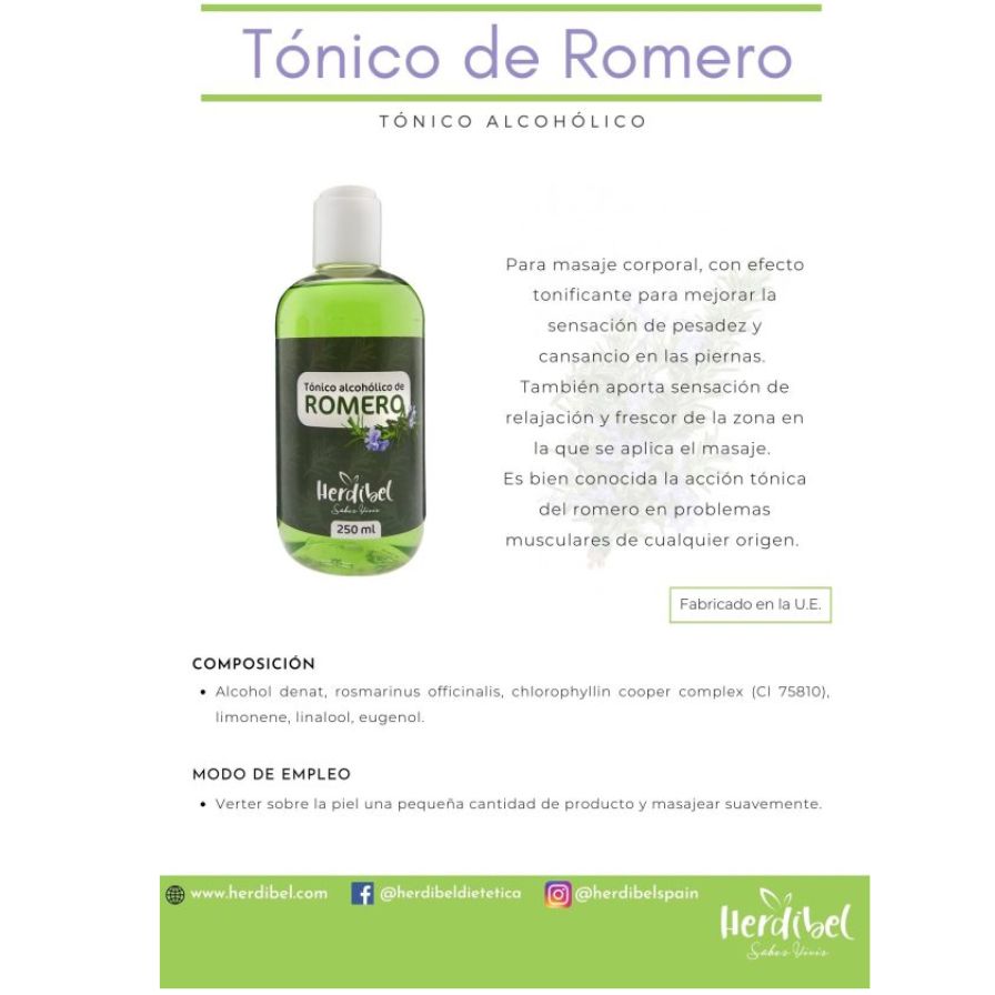 Tonico Alcoholico de Romero 250 ml | Herdibel