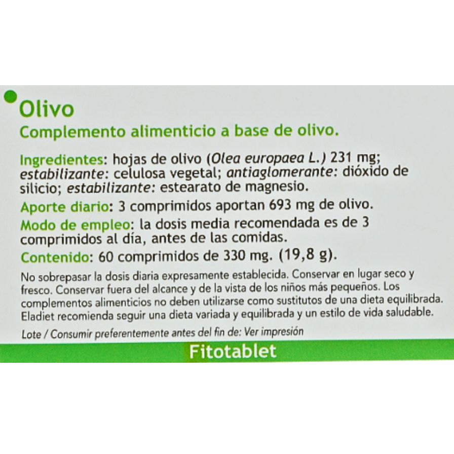 Olivo Fitotablet 60 Comprimidos | Eladiet - Dietetica Ferrer