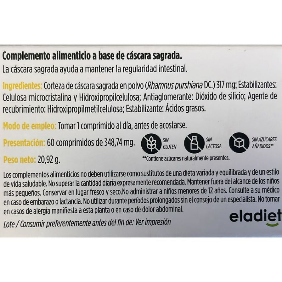 Cascara Sagrada Fitotablet 60 Comprimidos | Eladiet - Dietetica Ferrer