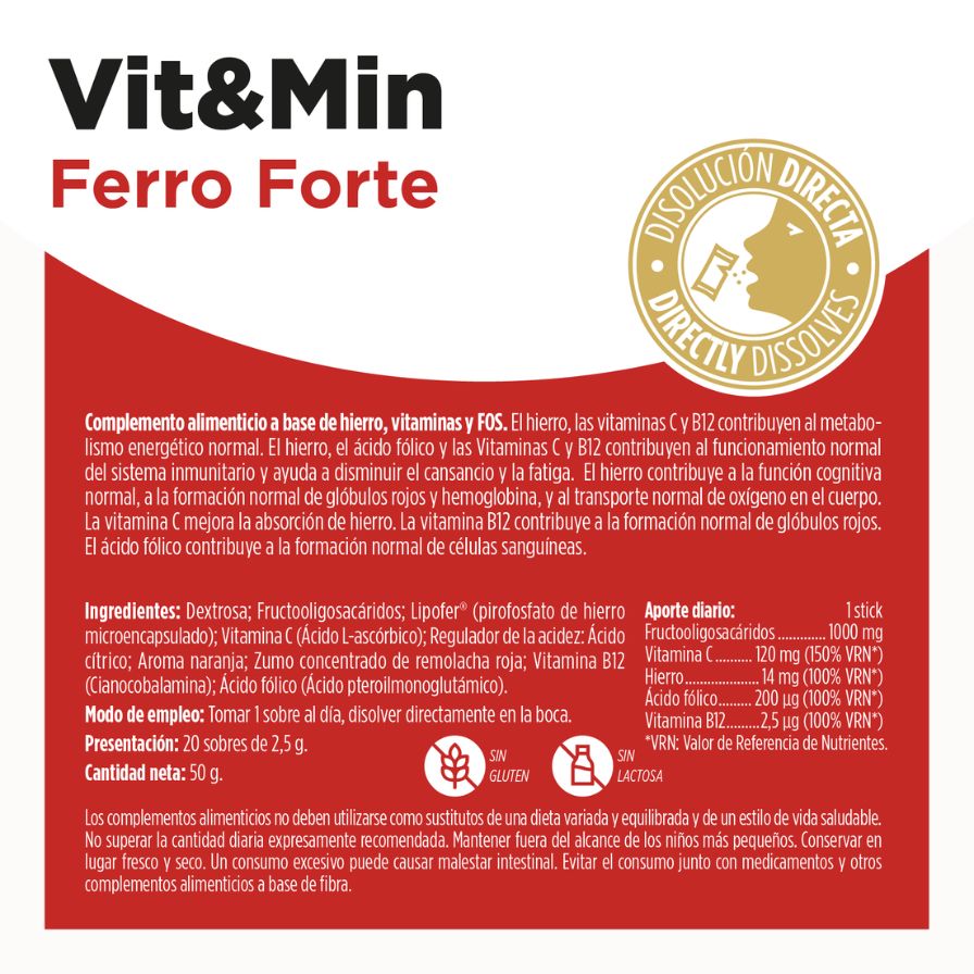 Vit&Min Ferro Forte 20 Sobres | Eladiet - Dietetica Ferrer