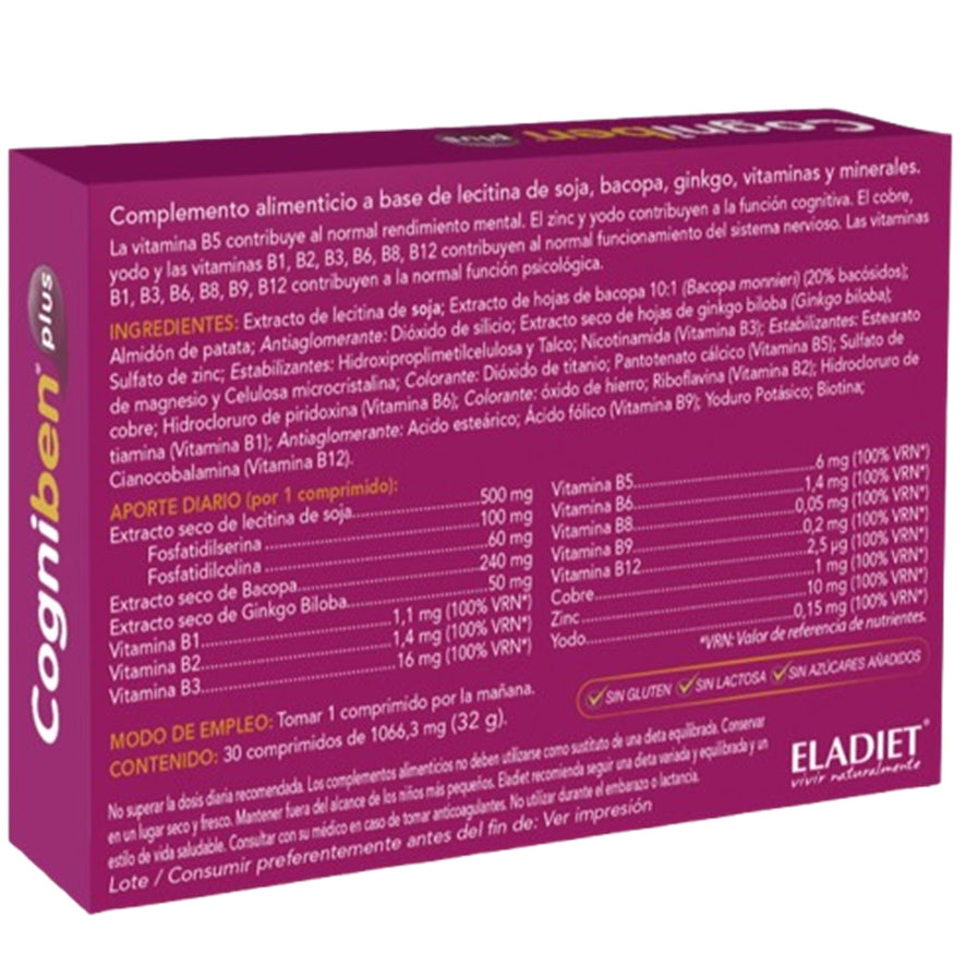 Cogniben Plus 30 Comprimidos | Eladiet - Dietetica Ferrer