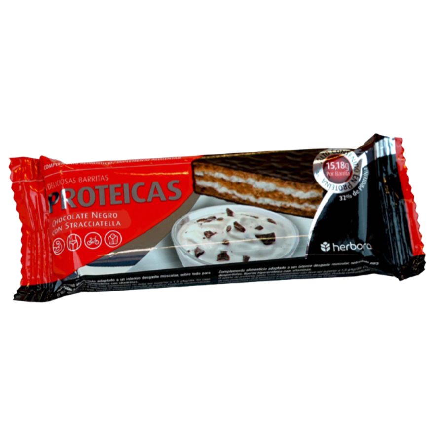 Barrita Proteica Chocolate Negro y Stracciatella Caja 24 unidades | Herbora