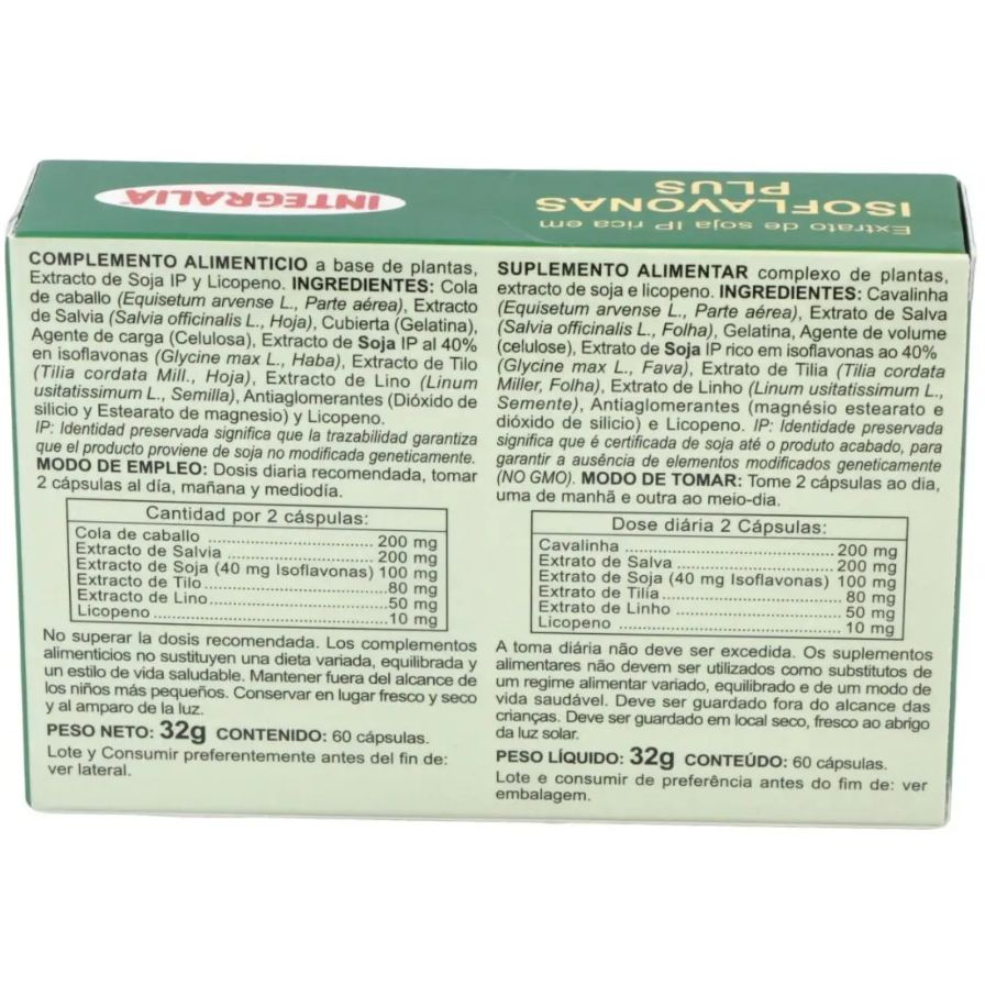 Isoflavonas Plus 60 Capsulas | Integralia - Dietetica Ferrer