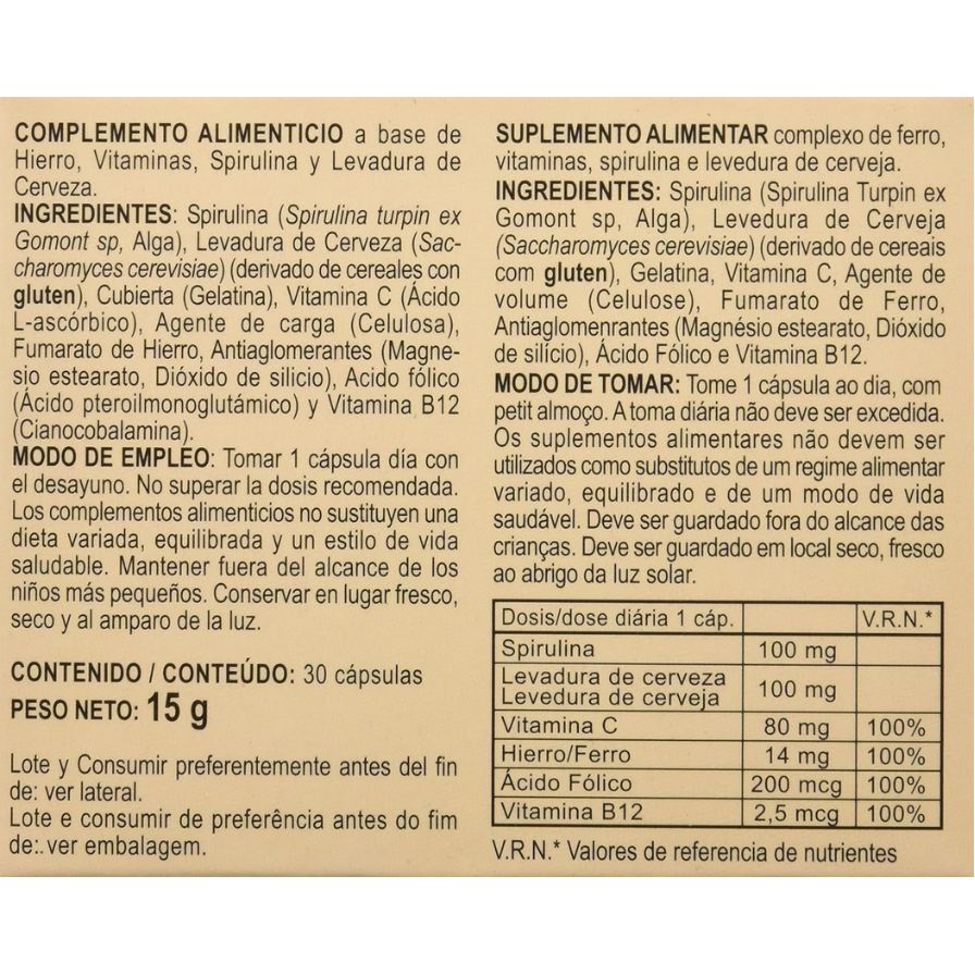 Hierro Plus 30 Capsulas | Integralia - Dietetica Ferrer