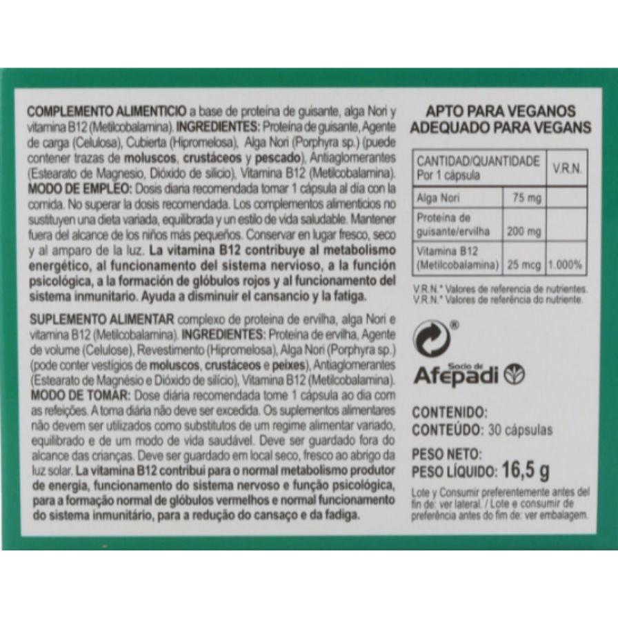 Vitamina B12 Vegana 30 Capsulas | Integralia - Dietetica Ferrer