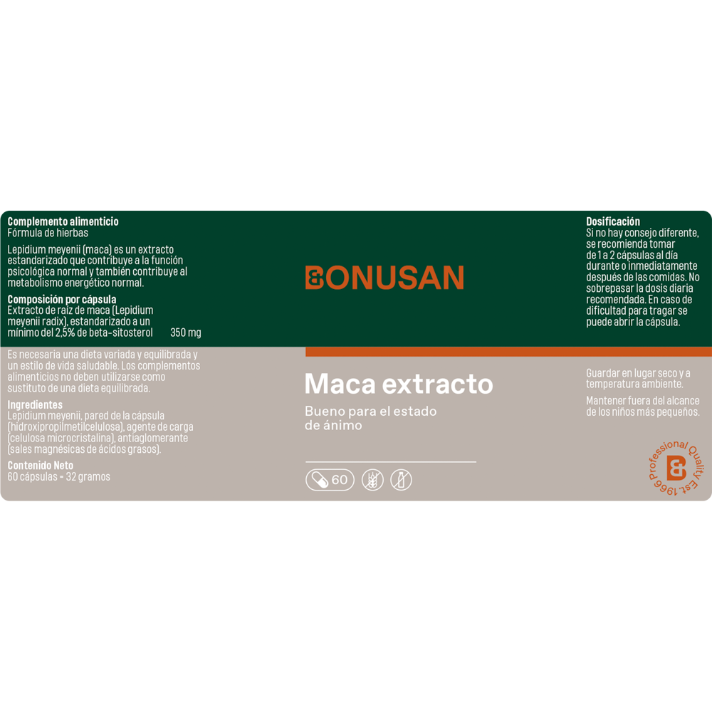 Maca Extracto 60 Capsulas | Bonusan - Dietetica Ferrer