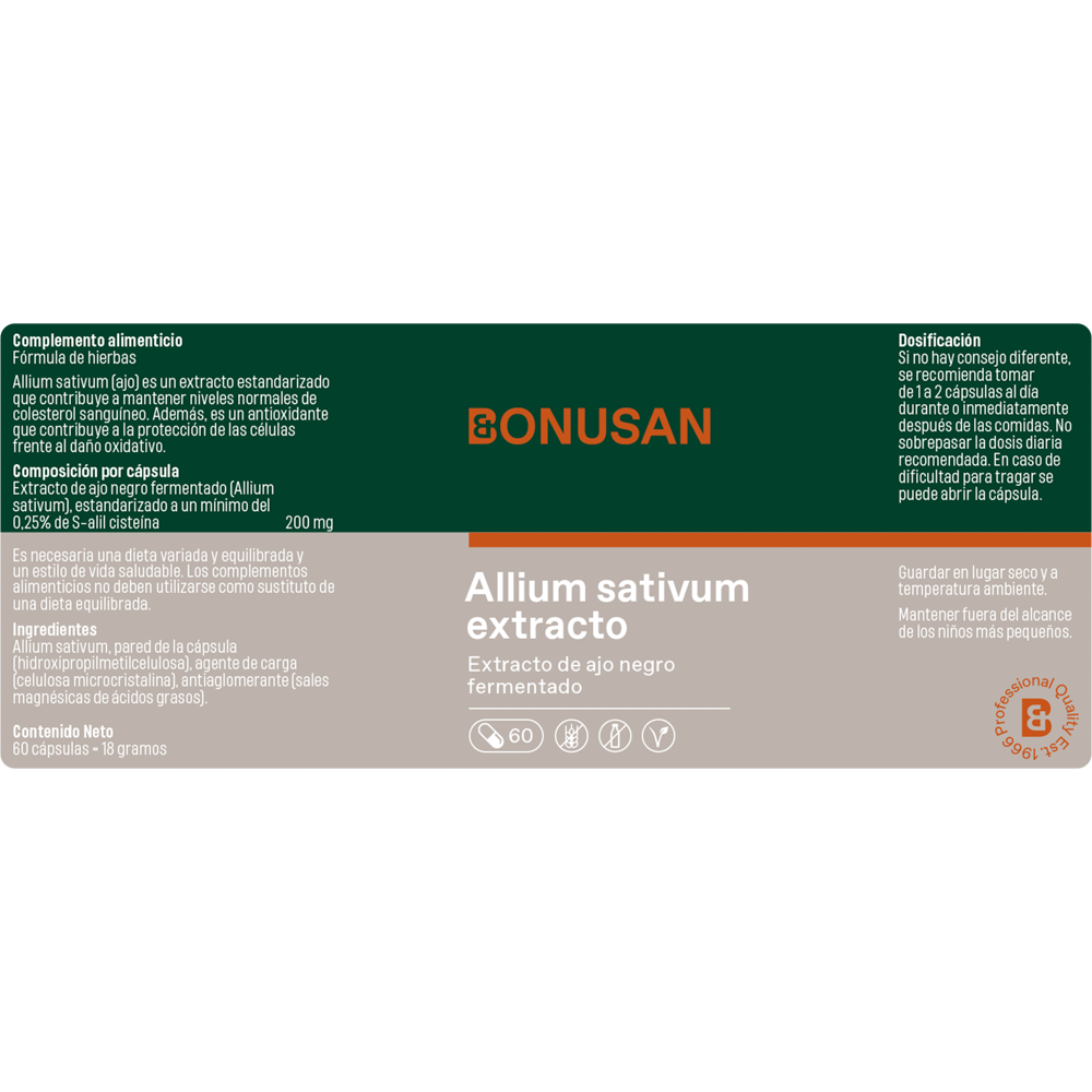 Allium Sativum Extracto 60 Tabletas | Bonusan - Dietetica Ferrer