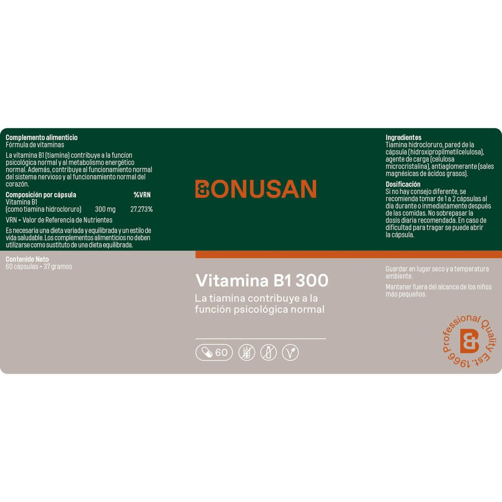 Vitamina B1 Tiamina 60 cápsulas | Bonusan - Dietetica Ferrer