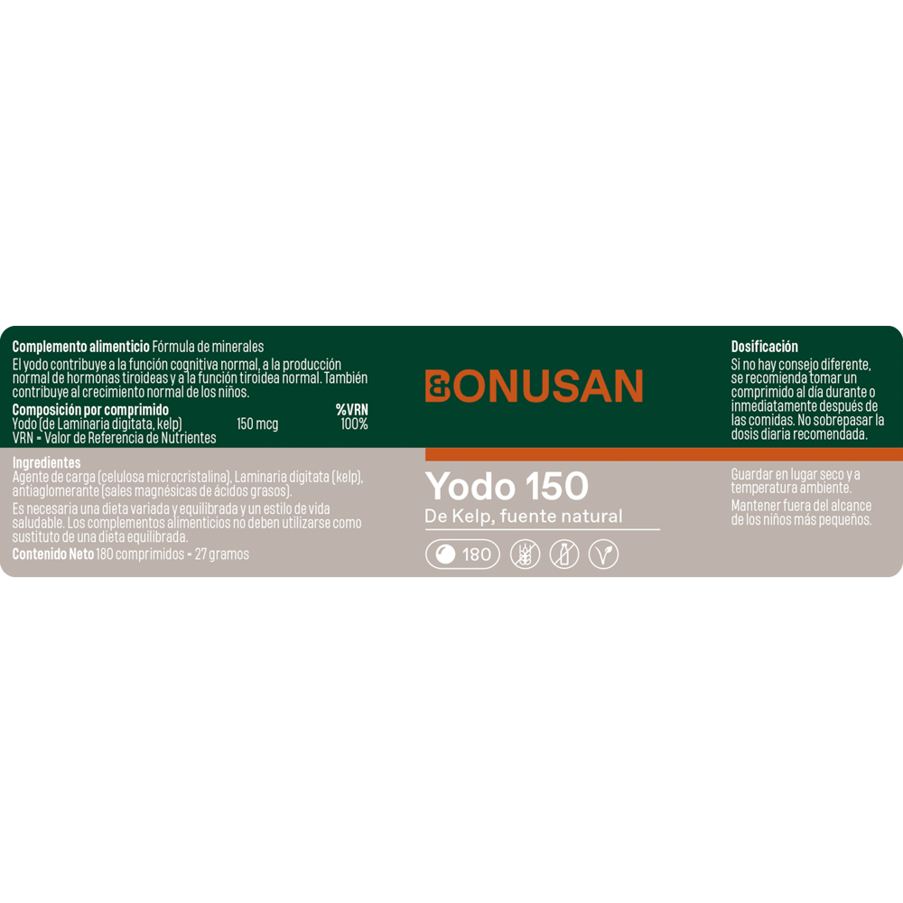 Yodo 150 mcg 180 Tabletas | Bonusan - Dietetica Ferrer