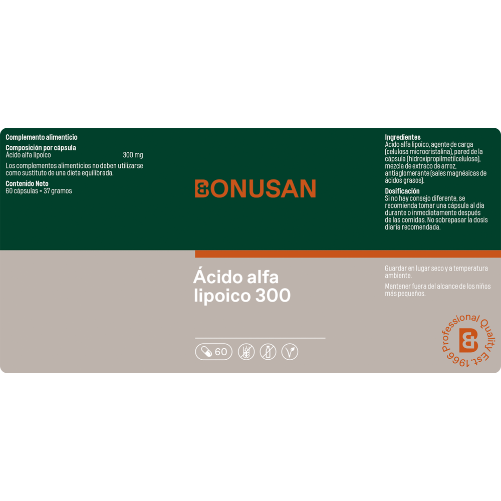 Acido Alfa Lipoico 300 mg 60 Capsulas | Bonusan - Dietetica Ferrer