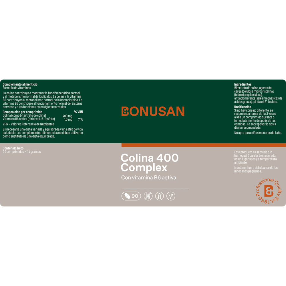 Colina 400 mg Plus 90 Tabletas | Bonusan - Dietetica Ferrer