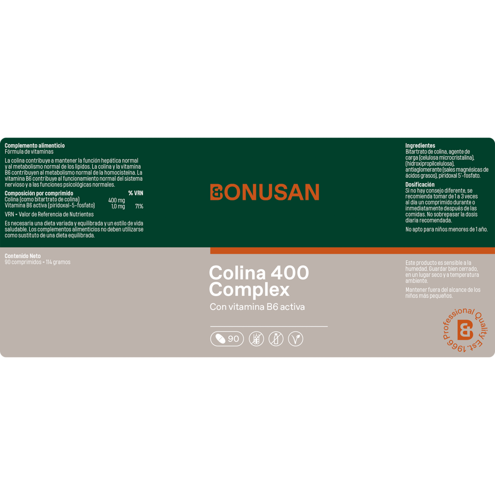 Colina 400 mg Plus 90 Tabletas | Bonusan - Dietetica Ferrer