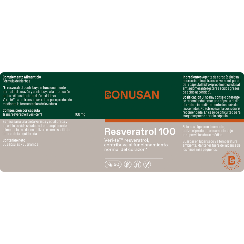 Resveratrol 100 60 Cápsulas | Bonusan